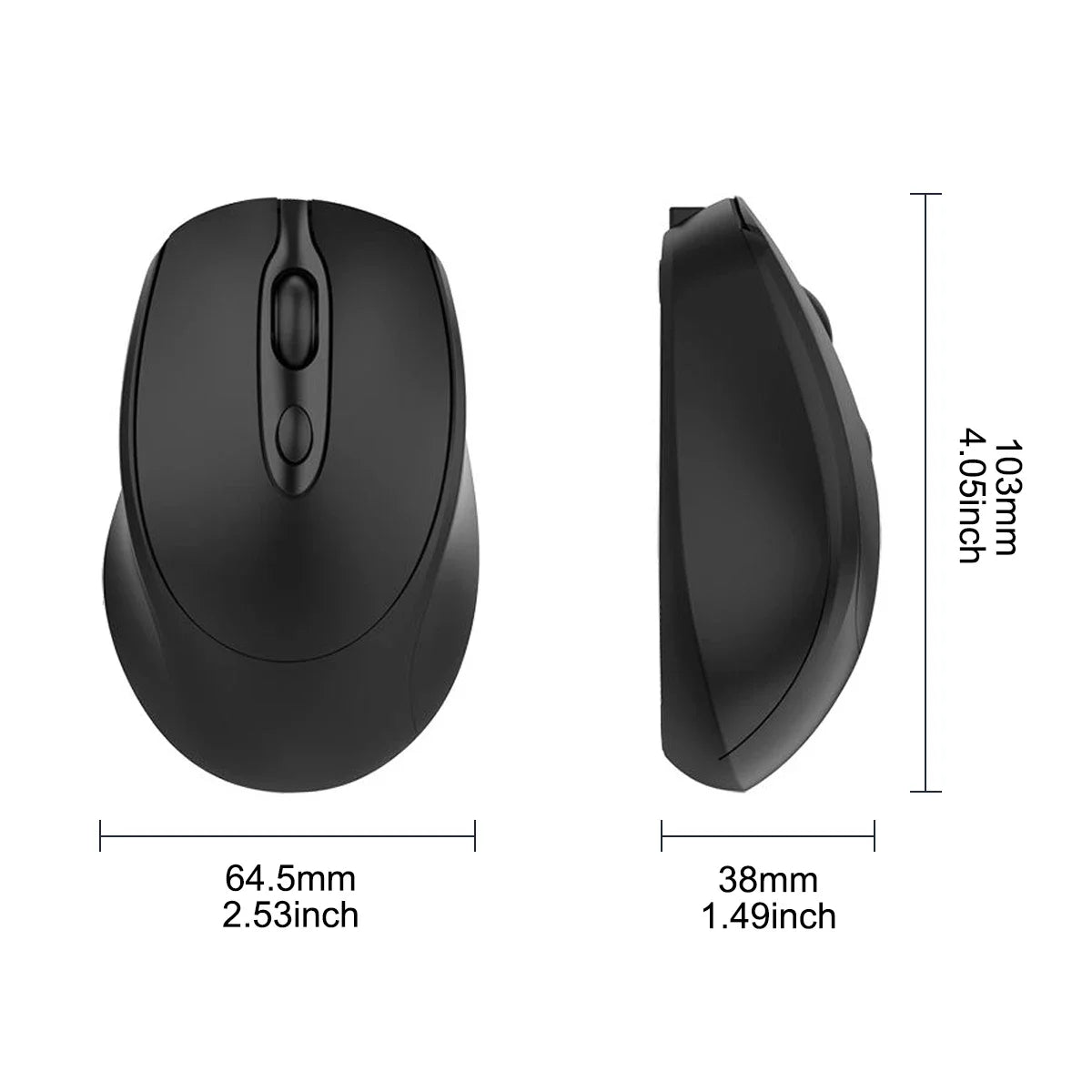 souris ergonomique noire dimension