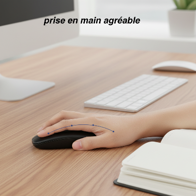 souris ergonomique noire main doight bureau