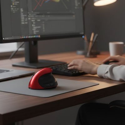 Souris ergonomique rouge bureau sans fil