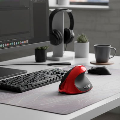 Souris ergonomique rouge noire bureau