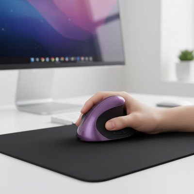 Souris ergonomique violet tapis noire